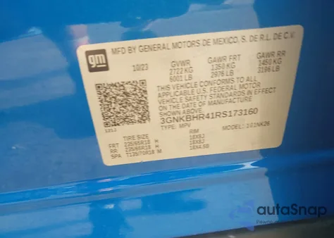 2024 Chevrolet Blazer Awd 2Lt из США, поврежденный, VIN 3GNKBHR41RS173160